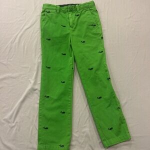 Crewcuts Boys Embroidered Whale Pants Size 7 Cotton Nautical Old Money Fish